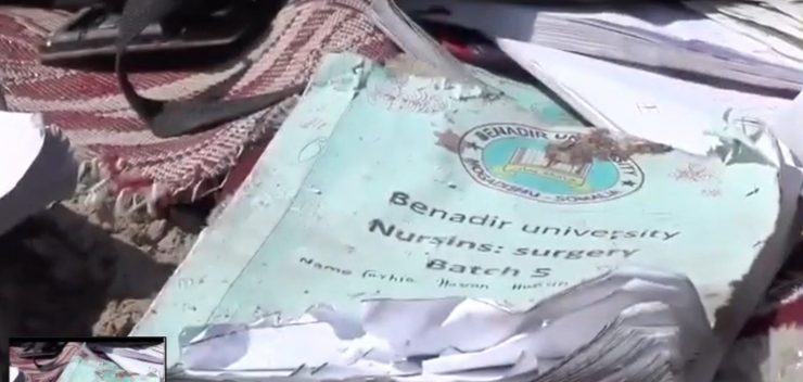 Benadir University Nursing Surgery Book, belonging to one of the victims