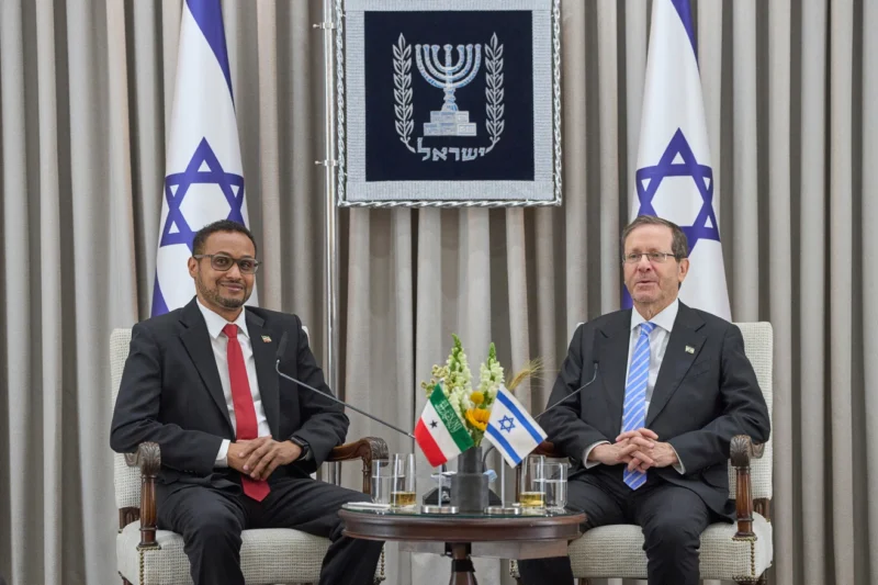 Somaliland Ambassador Mohamed Hagi and Israel President Isaac Herzog